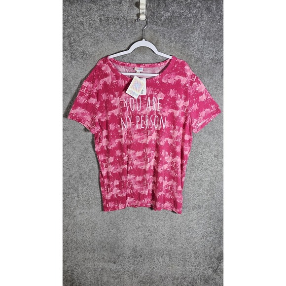 LuLaRoe Tops - Lularoe YOU ARE MY PERSON Top Womens Size 3XL Pink Stretch Short Sleeve Tee New
